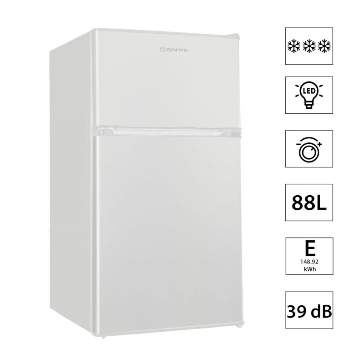 Manta Fridge and Freezer 88L White in the group Caravan & Motorhome / Heat, Cold & Ventilation / Refrigerators & Coolers / Other Refrigerators/Freezers at Campingvaruhuset i Norden AB (84599)