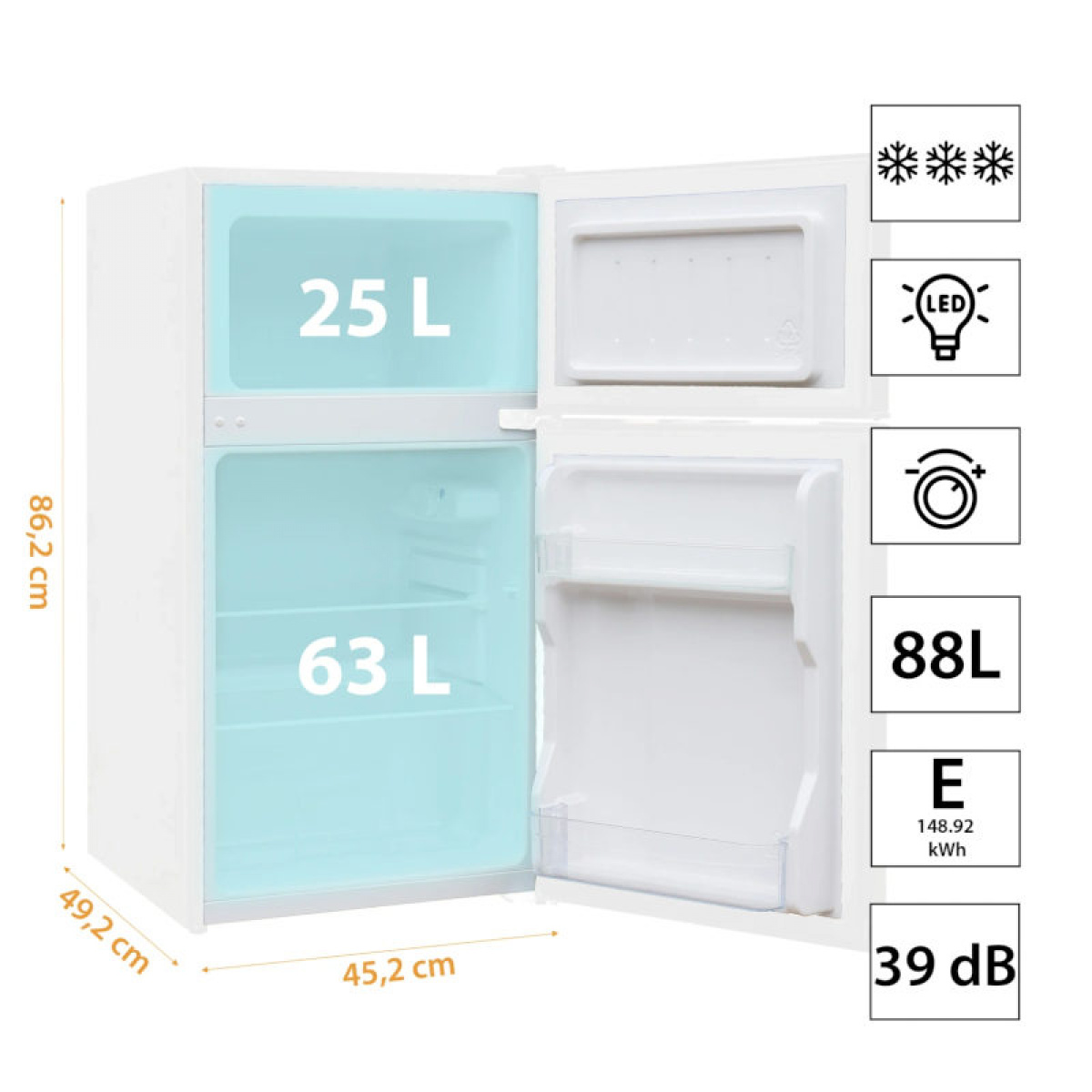 Manta Fridge and Freezer 88L White in the group Caravan & Motorhome / Heat, Cold & Ventilation / Refrigerators & Coolers / Other Refrigerators/Freezers at Campingvaruhuset i Norden AB (84599)