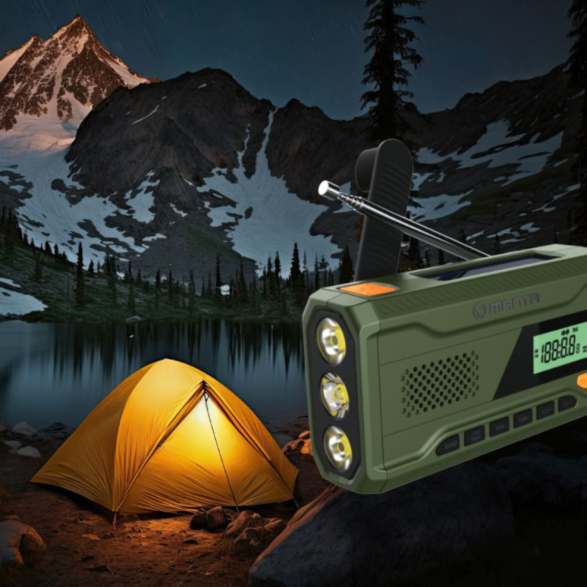 Manta Dynamo Crank Radio Solar Power Bank in the group Other / Prepping at Campingvaruhuset i Norden AB (84603)