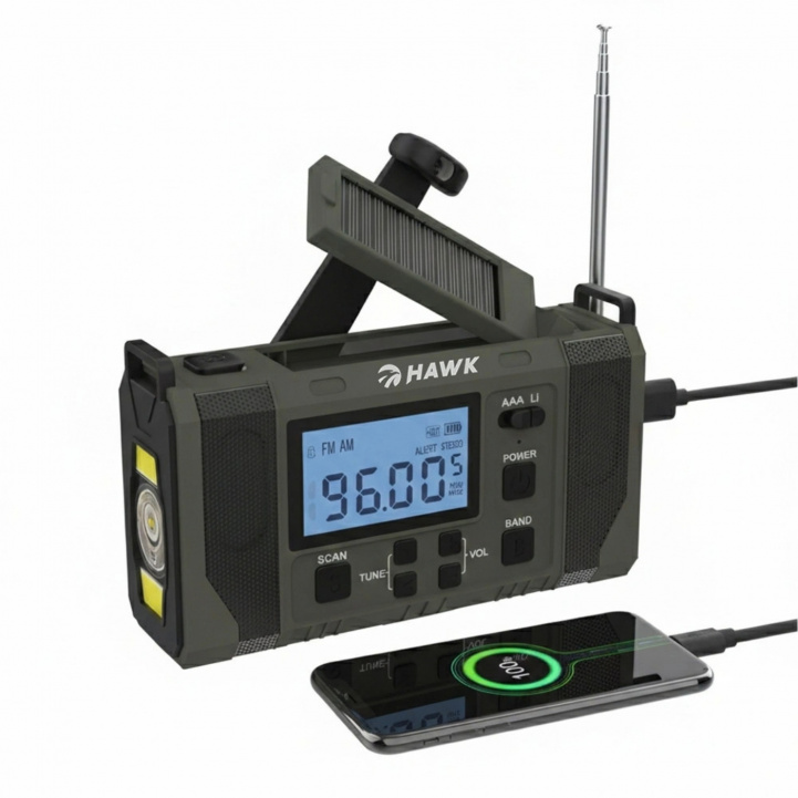 Hawk Expedition Hand Crank Radio Power Bank 10000mAh in the group Other / Prepping at Campingvaruhuset i Norden AB (85014)